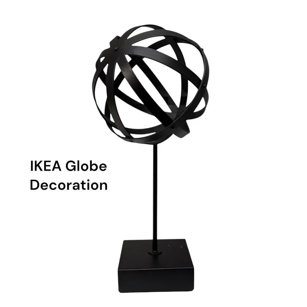 IKEA LINDRANDE Black Globe Decoration on Stand  13 ¾ 